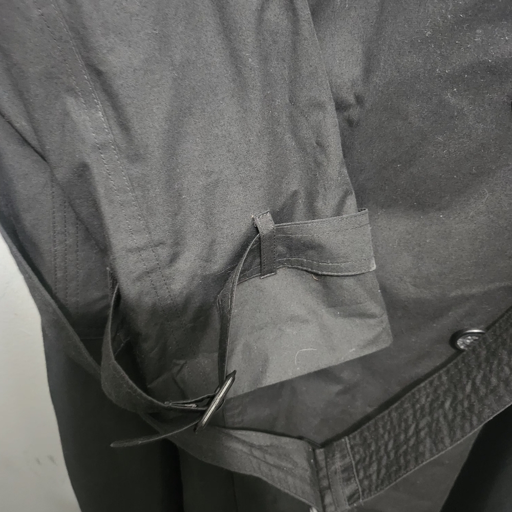 London Fog Men's Black Trench Coat with Brown Collar Size 50 - Picture 6 of 13